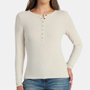 Time & Tru Ribbed Henley Top